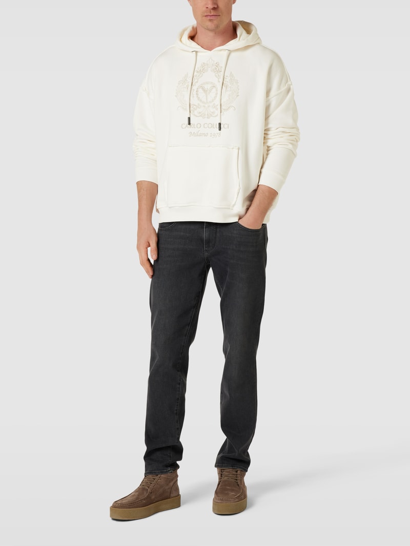 Hoodie mit Label-Stitching in offwhite