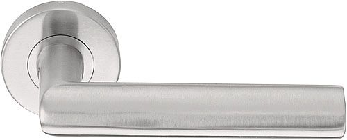 Puxador de porta maciço Formani 1501D251INXX0 BASICS LB8 com mola e roseta em aço inoxidável fosco