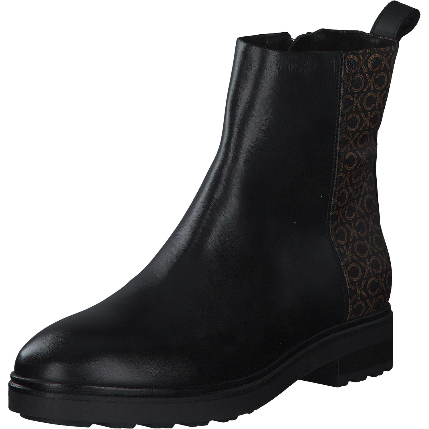 Calvin Klein HW0HW01313, Chelsea Boots, Damen, Schwarz /Brown Mono