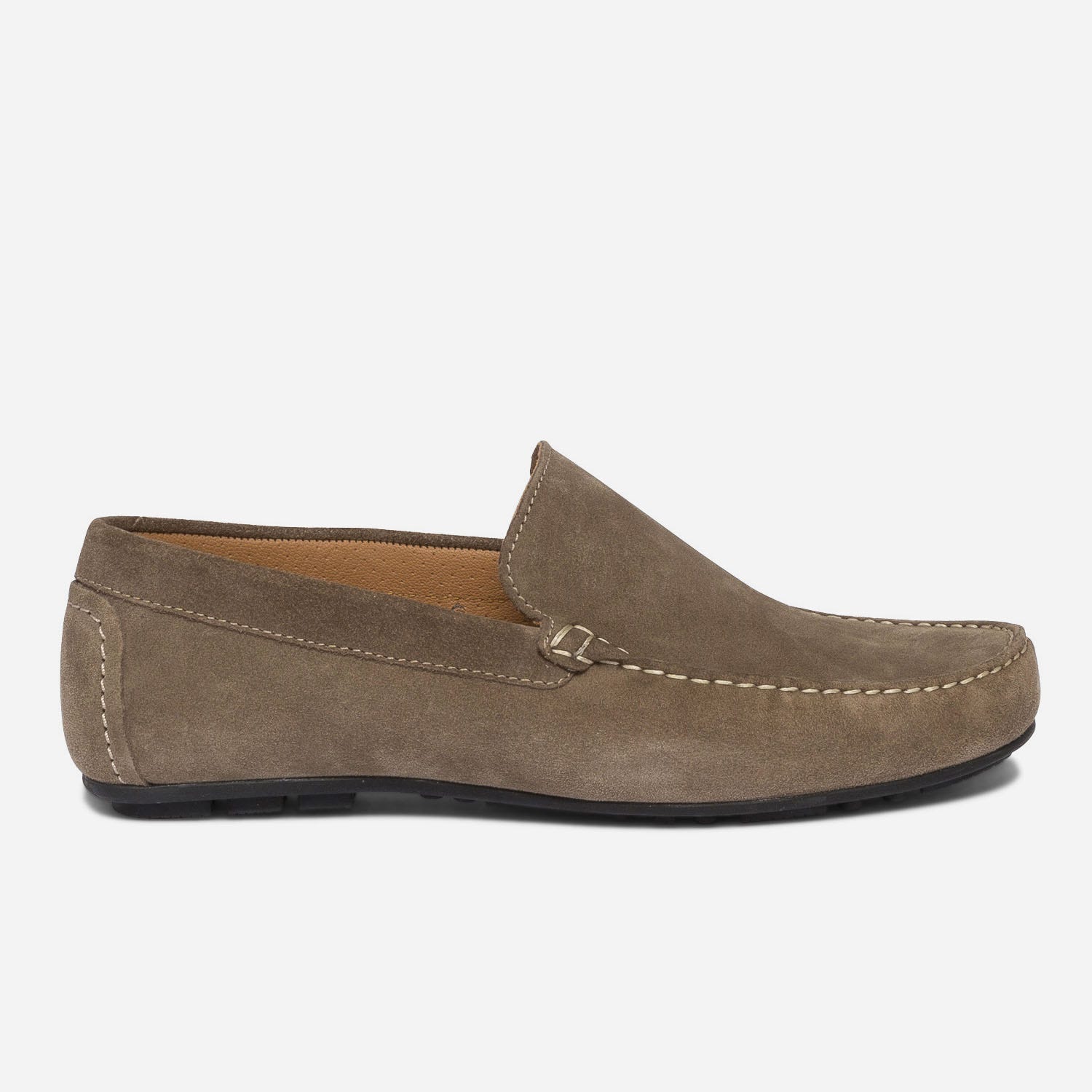 Mocassin taupe en cuir velours