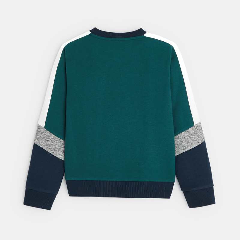 Sweat-shirt tricolore 96 vert garçon