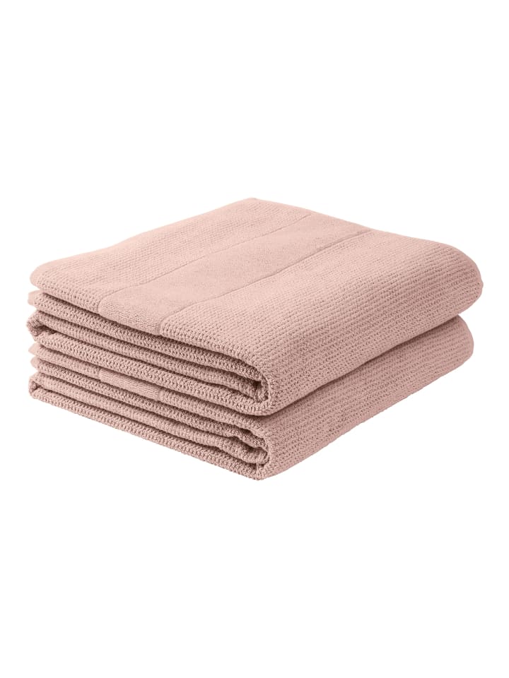 Schiesser 2er-Set: Duschtücher Turin in Hellrosa günstig kaufen 70 x 140 cm