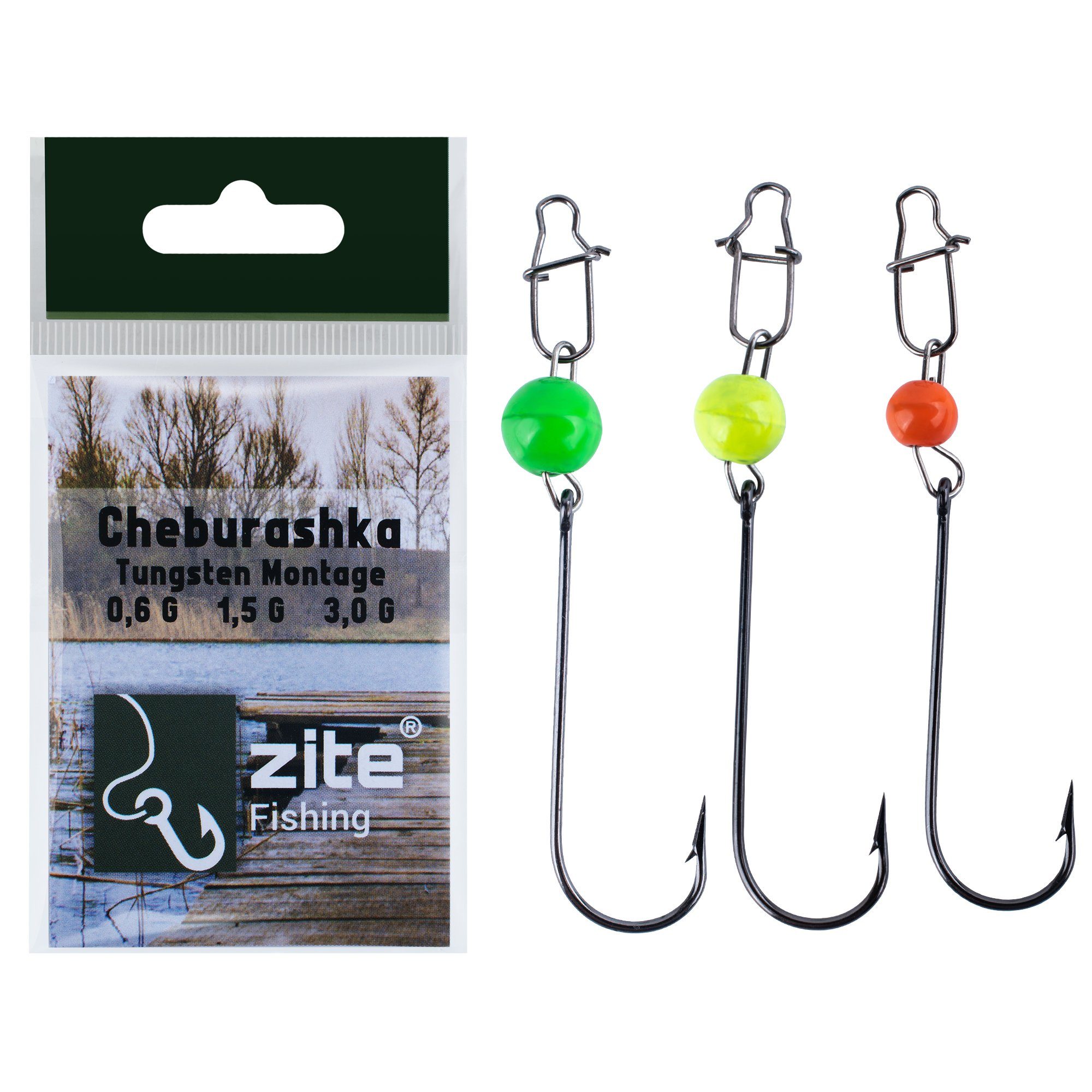 Zite Forellenhaken Cheburashka Montagen neon - UL Tungsten Rigs 0,6-3g - Kugelgewichte