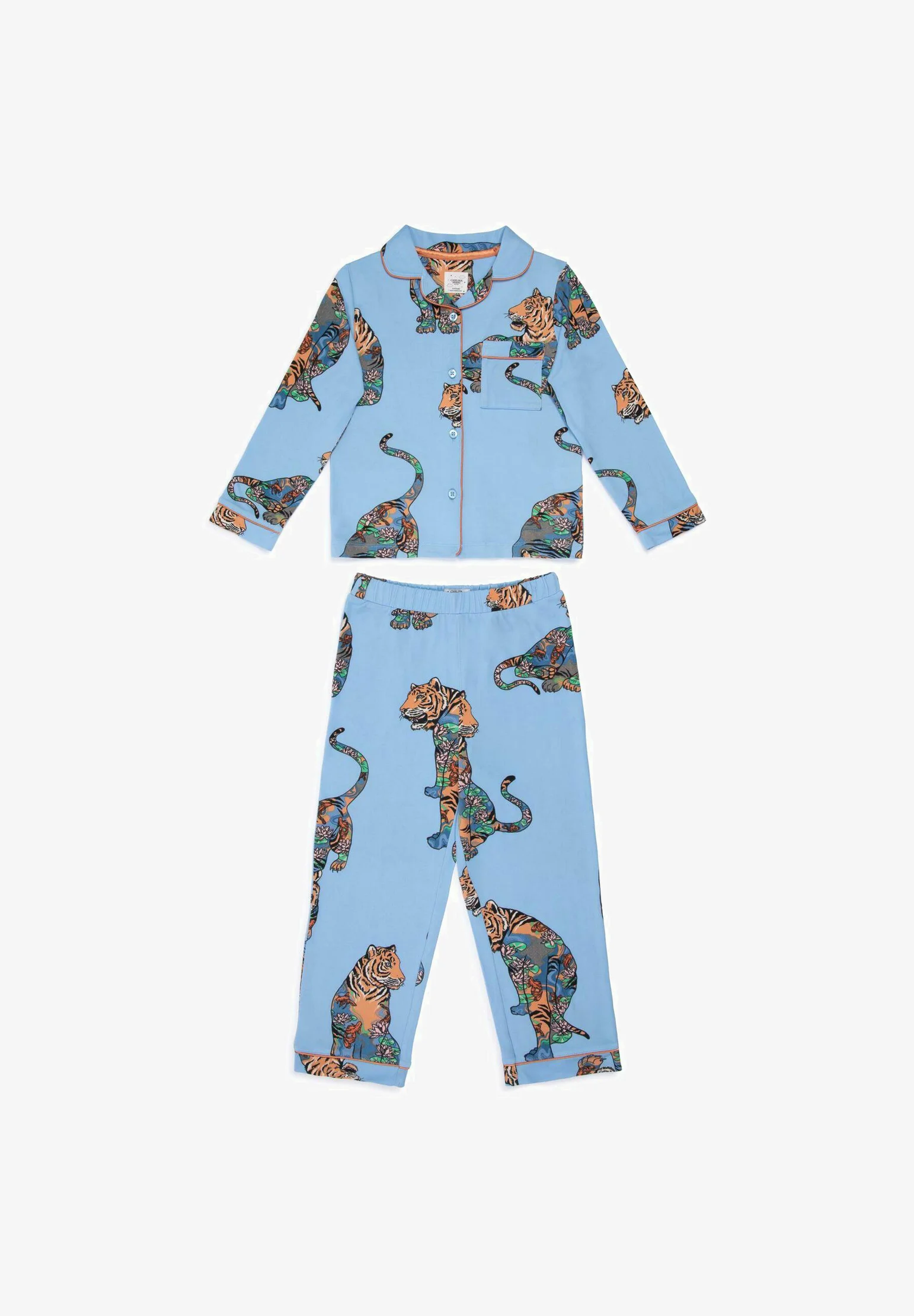 Conjunto de pijama con estampado de tigre y loto de Chelsea Peers