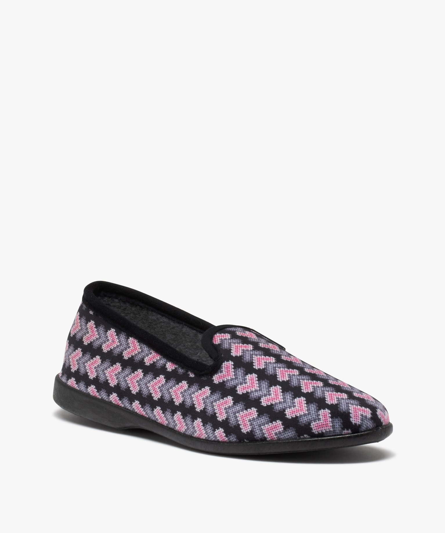 Chaussons femme forme enveloppante à motifs gris | GEMO