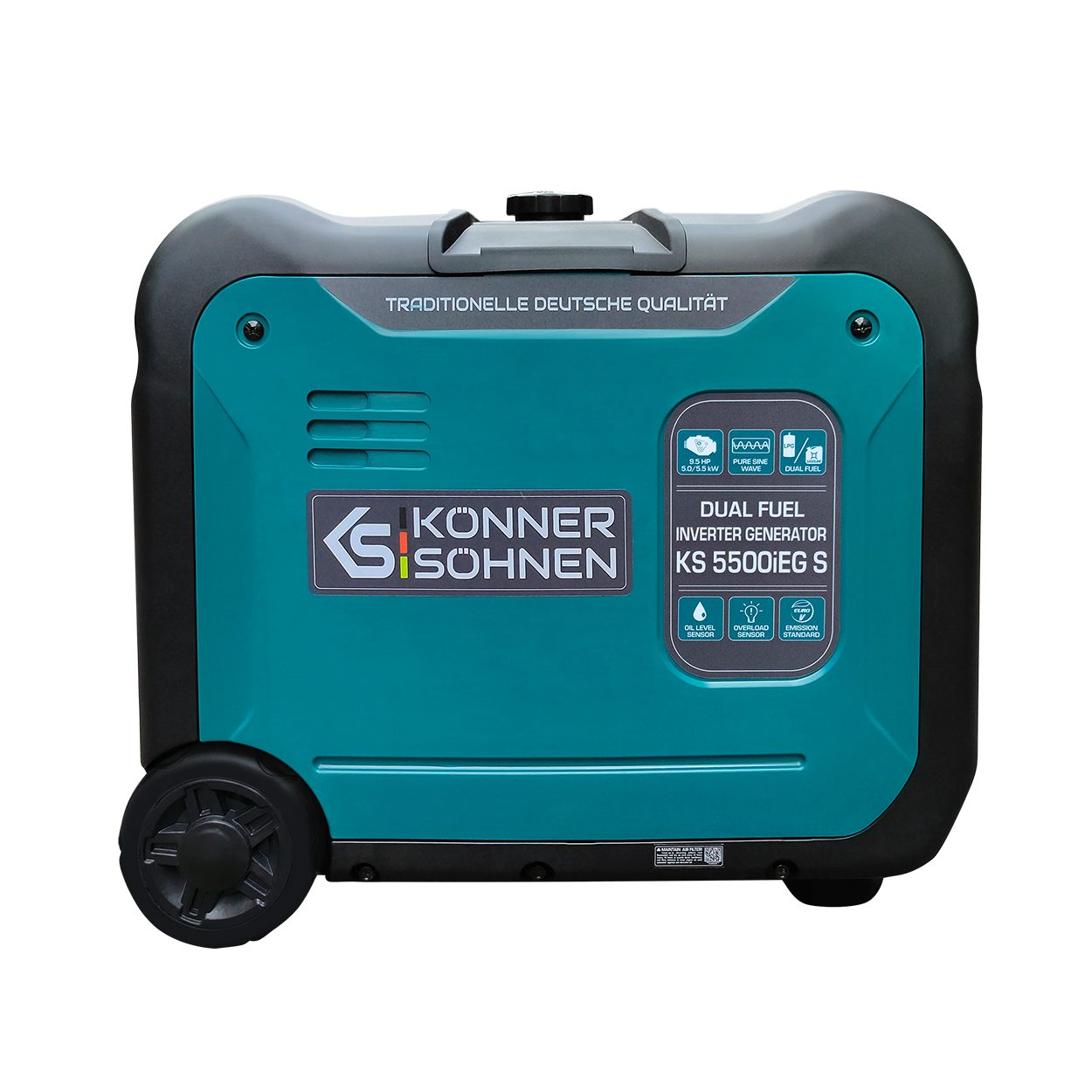 Könner & Söhnen Stromerzeuger KS 5500iEG S, 5,50 in kW, (Schallgedämmtes Gehäuse (66 dB Lpa 7 m), ECO-Modus, 1-tlg., Schuko-Steckdose 230 V, CEE-Steckdose 230V 32A), Kurzschluss- und Überlastschutz, Abgasnorm EURO V