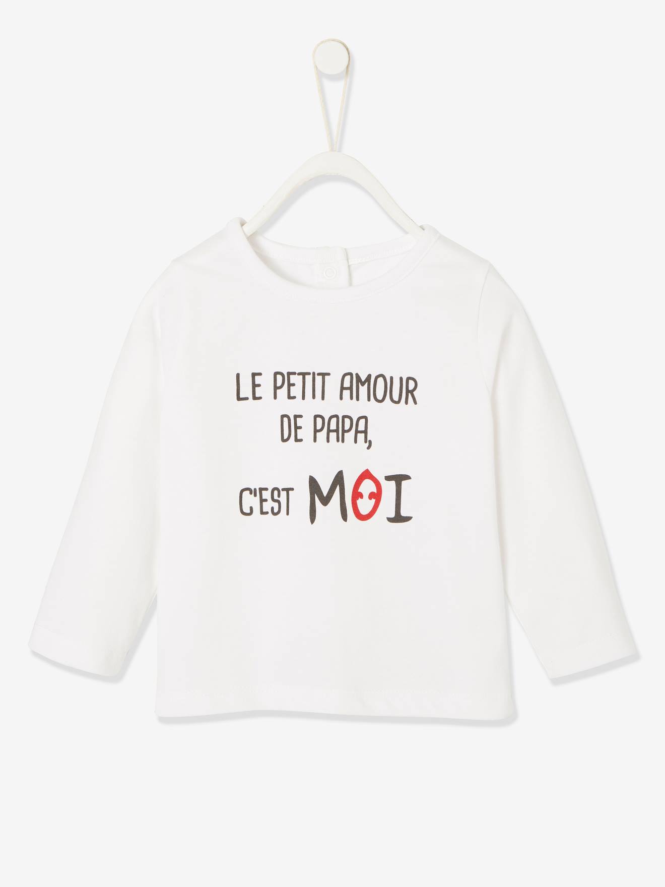 T-shirt à message bébé manches longues caramel