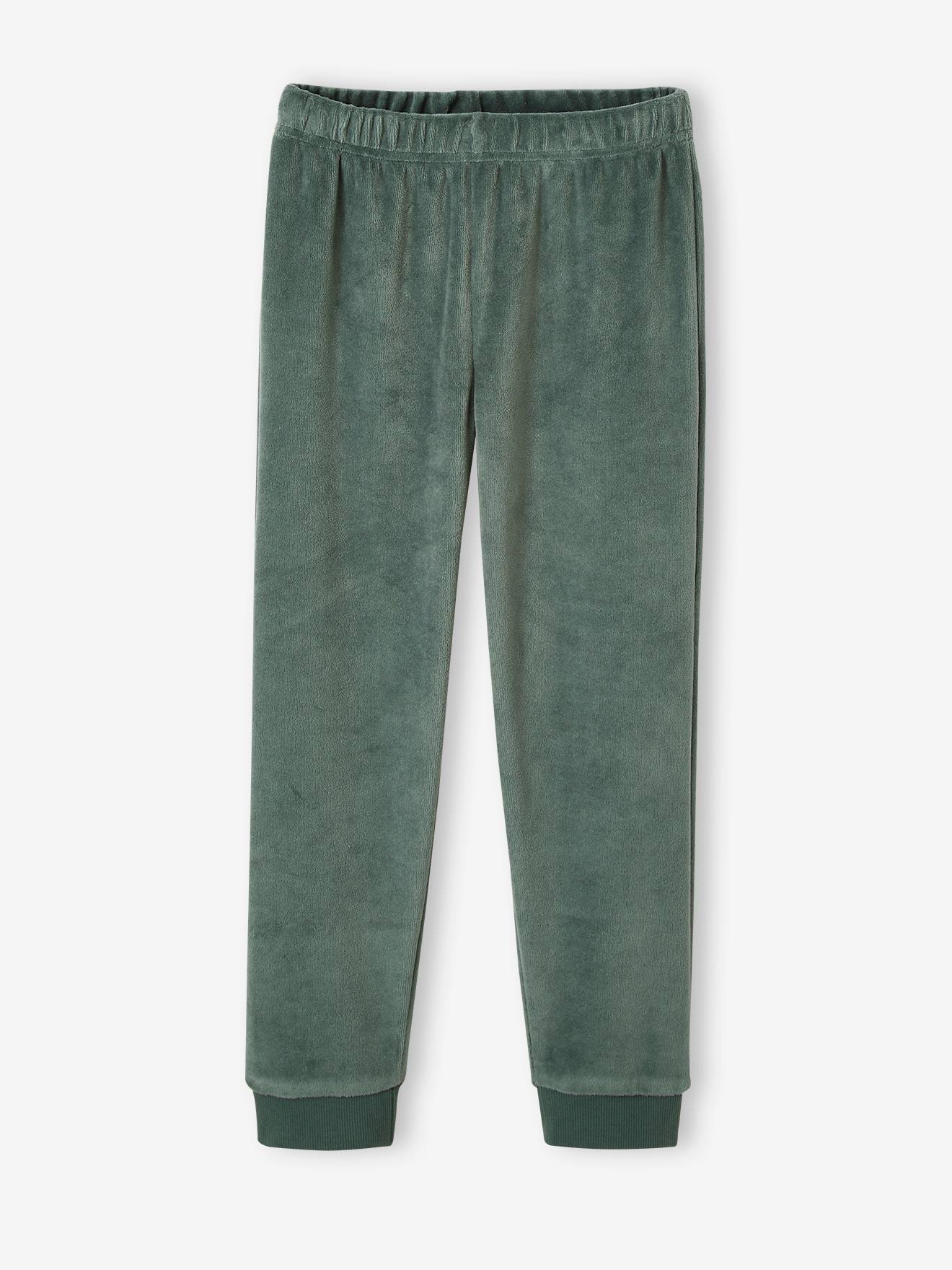 Pyjama coupe sweat velours garçon vert sauge