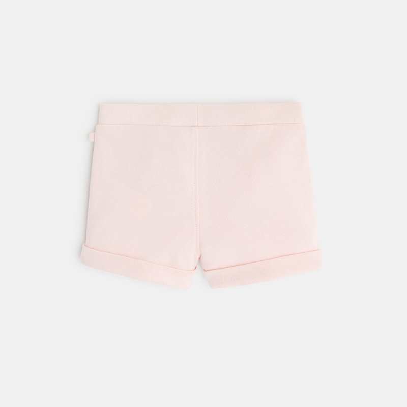 Short à plis en molleton rose bébé fille