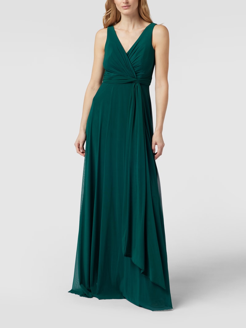 Abendkleid mit Taillenband in smaragdgrün