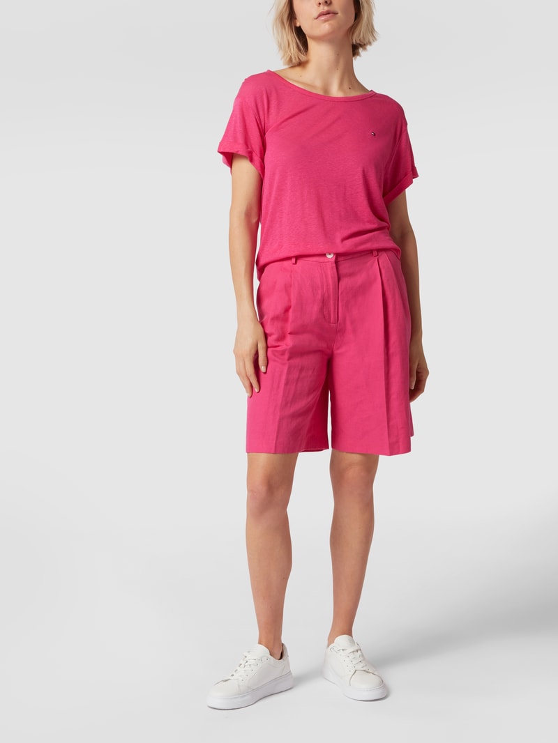 Bermudas aus Leinen-Baumwoll-Mix in pink
