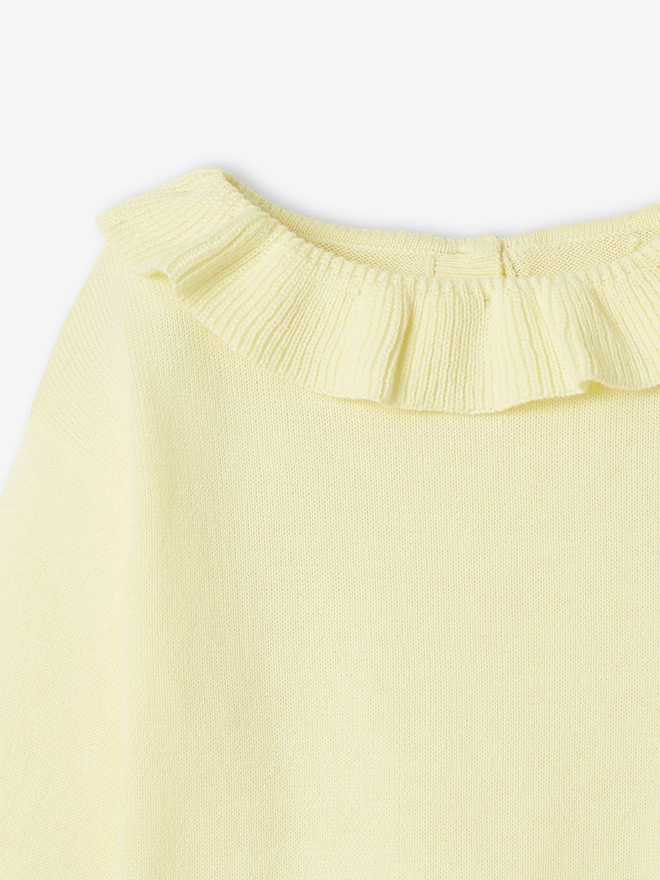 Pull avec collerette bébé jaune pastel