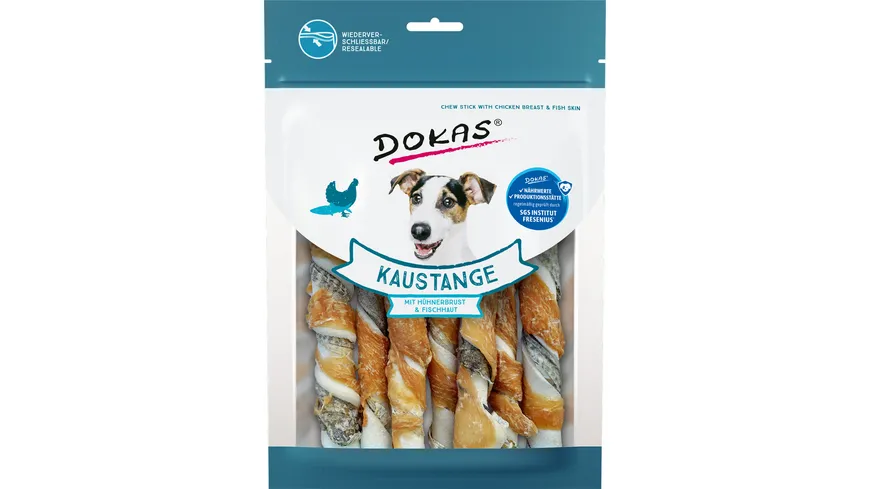 Dokas Dog Hundesnack Kaustange Hühnerbrust und Fischhaut 170 g
