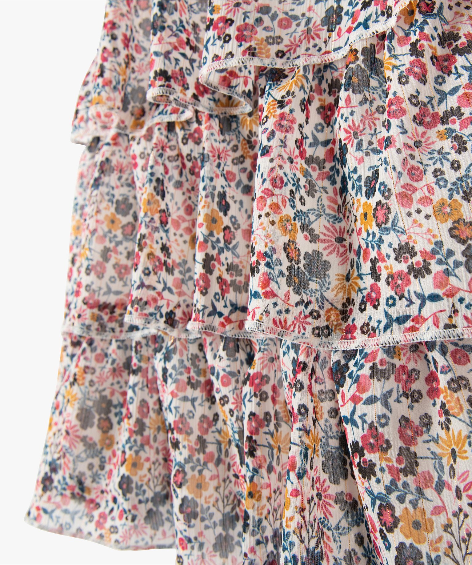 Top fille à fines bretelles et volants motif fleuri multicolore | GEMO