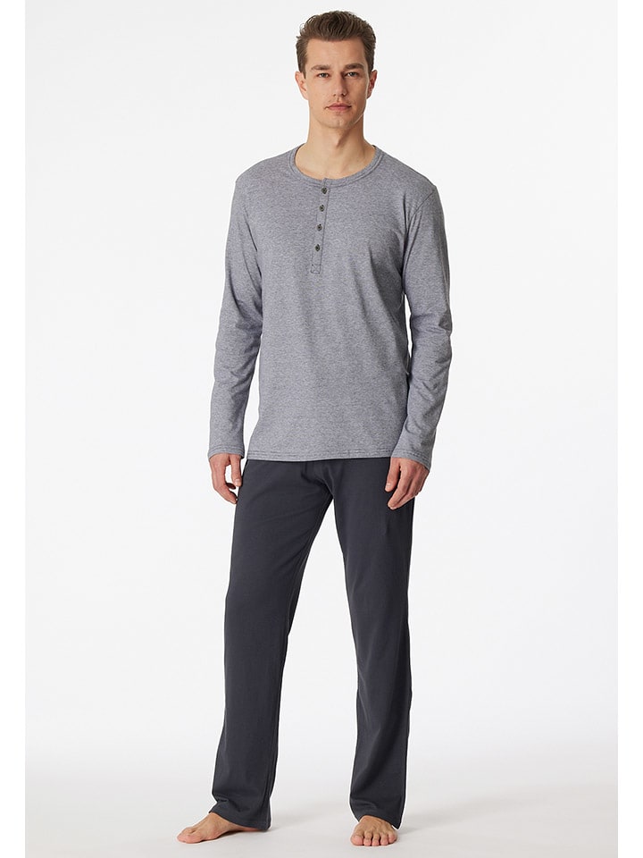 Schiesser Pyjama in Grau/ Anthrazit günstig kaufen