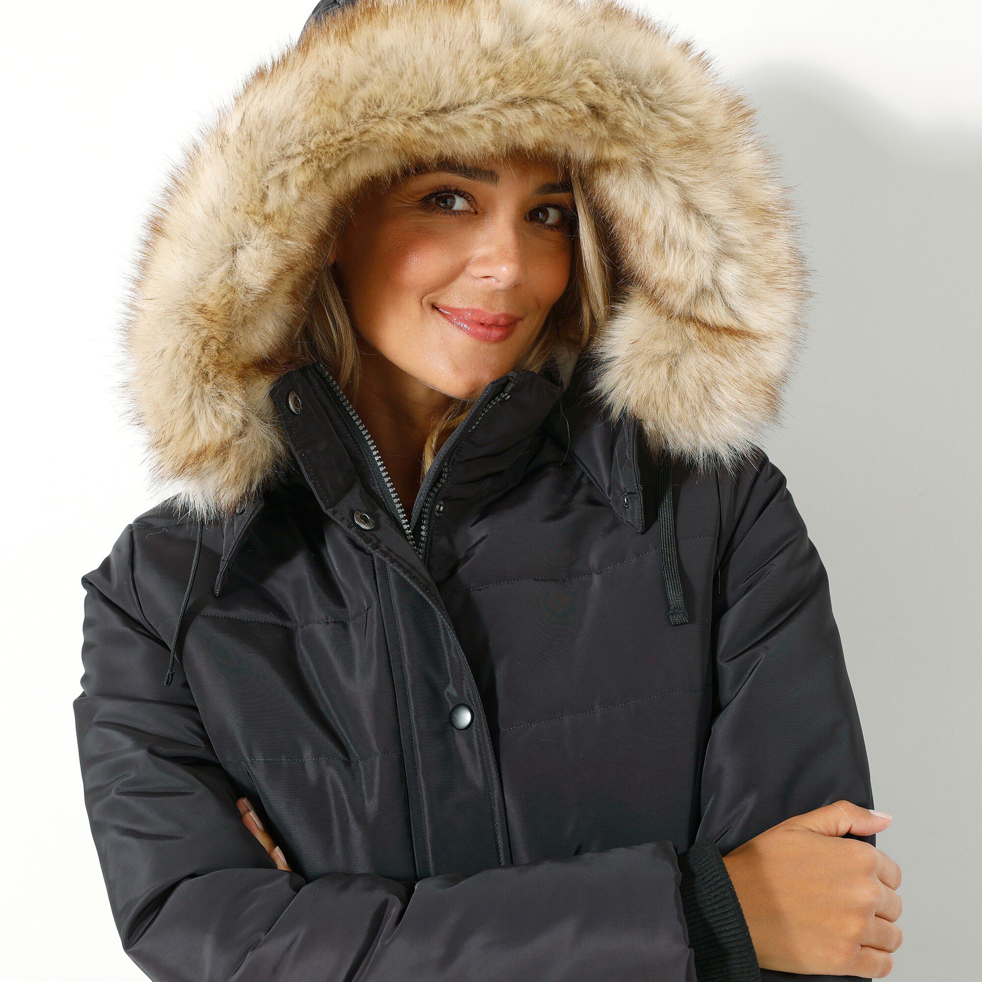 Doudoune à capuche imperméable, doublée maille peluche