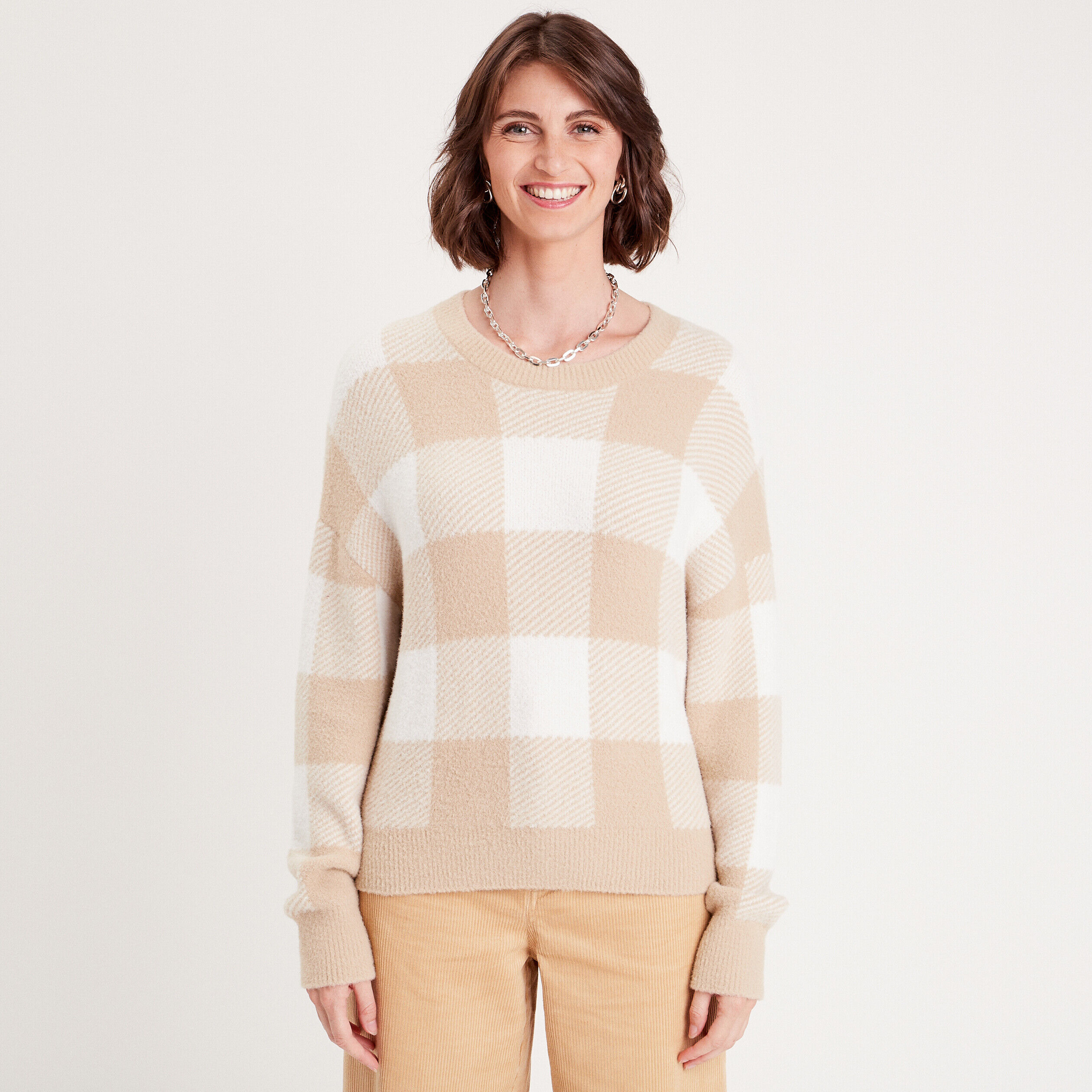Pull col rond ecru femme | Cache Cache