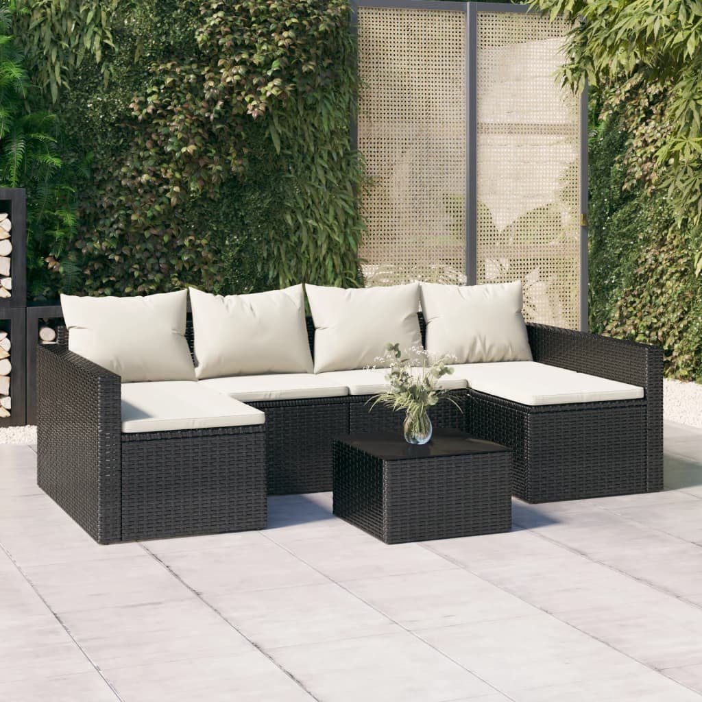 vidaXL Gartenlounge-Set 2-tlg. Garten-Lounge-Set mit Kissen Schwarz Poly Rattan, (2-tlg)