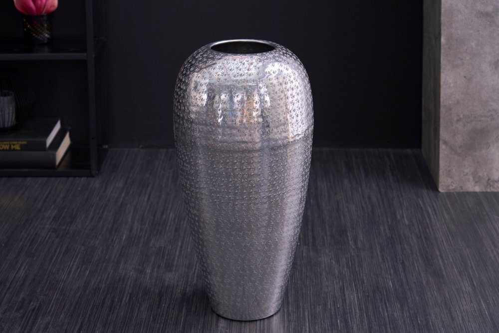 riess-ambiente Bodenvase ORIENTAL 50cm silber (1 St), Deko · Blumen · Hammerschlag Design · Metall