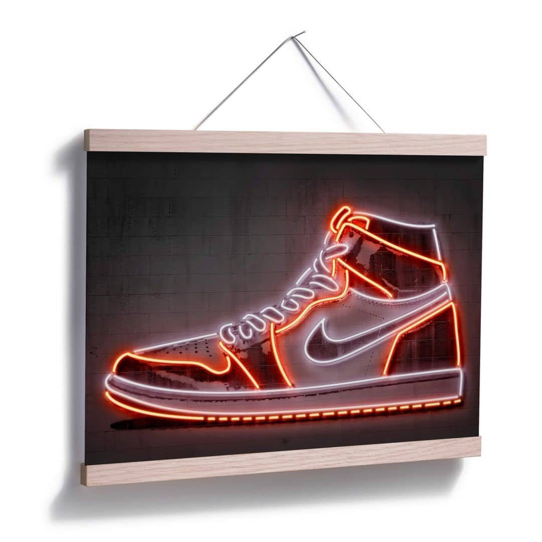 K&L Wall Art Poster Poster Mielu Neon Streets Kult Nike Straßenkunst Sneaker, Wohnzimmer Wandbild modern