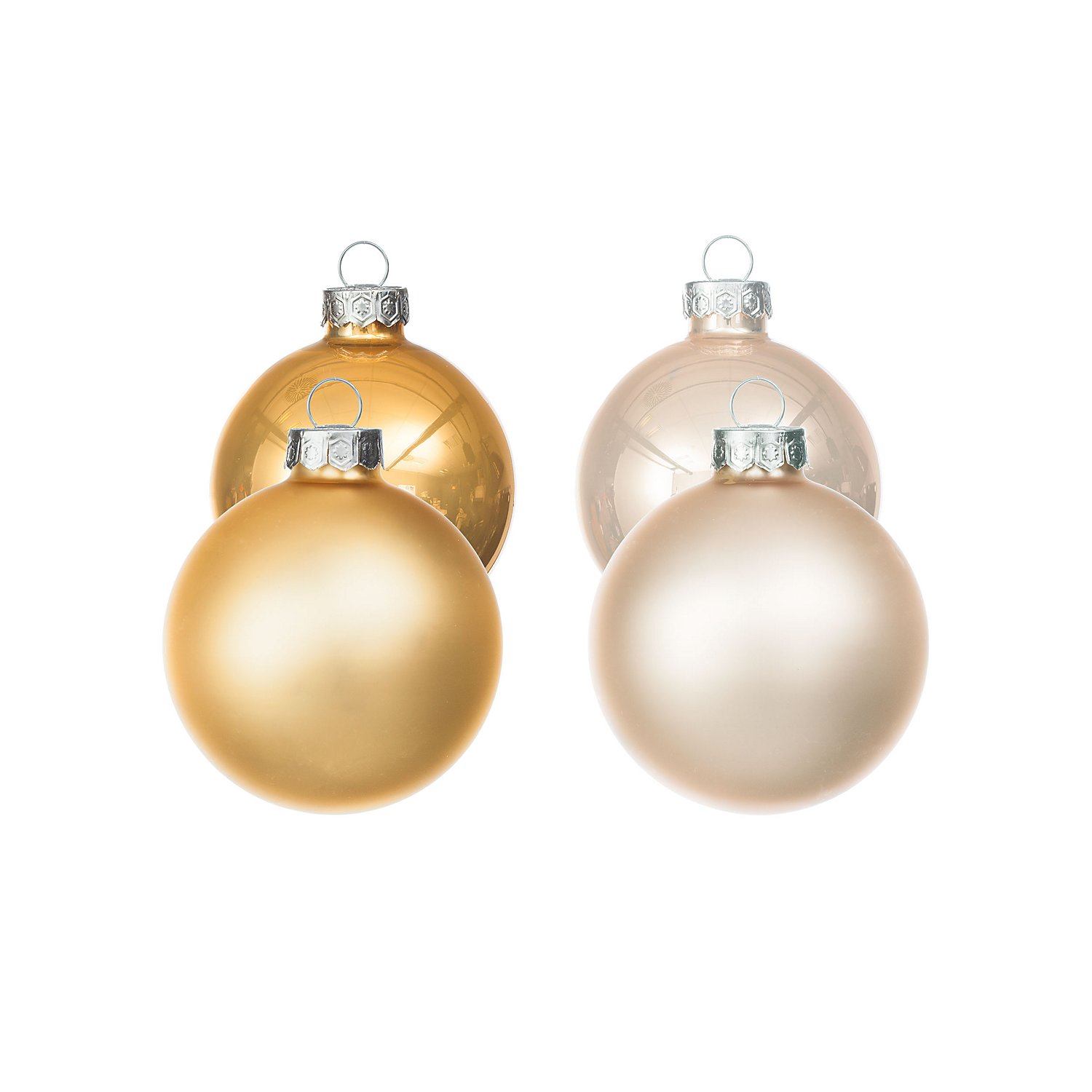 Weihnachtskugeln aus Glas, gold-creme, 6 cm Ø, 12 Stück