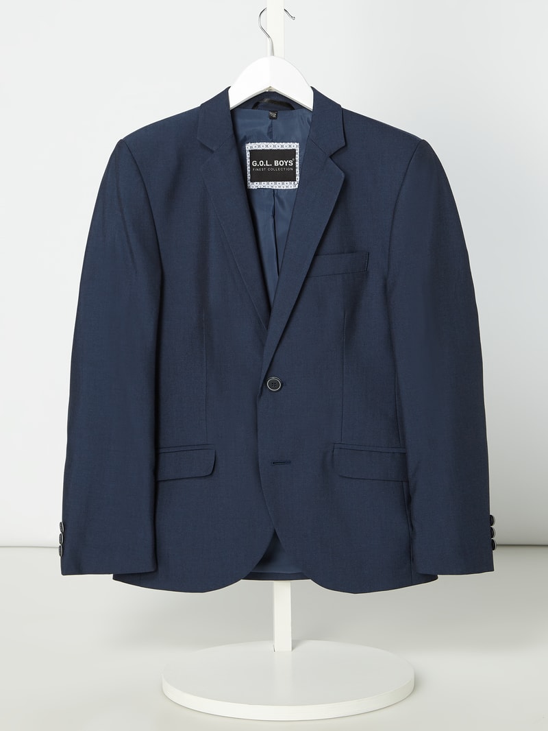 Regular Fit 2-Knopf-Sakko mit fallendem Revers in blau
