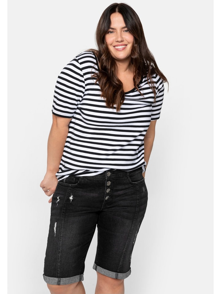 sheego Jeans-Bermudas in black used Denim günstig kaufen