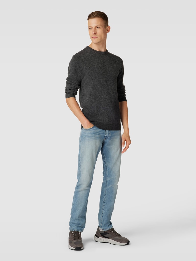 Strickpullover in melierter Optik in dunkelgrau meliert