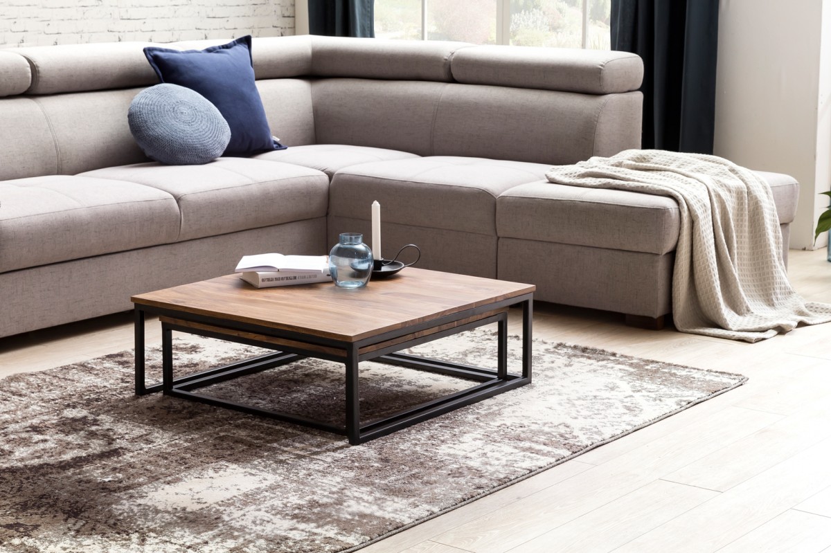 Wohnling Couchtisch AKOLA 2-teilig Massivholz