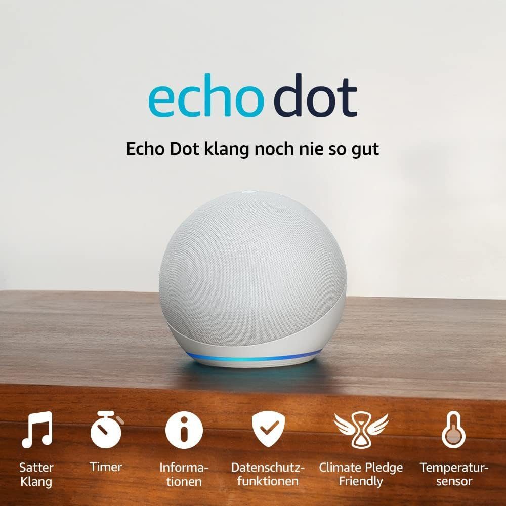 Amazon Echo Dot (5. Generation) Sprachgesteuerter Lautsprecher (WLAN (WiFi), Bluetooth, Alexa Smart Sprachsteuerung)