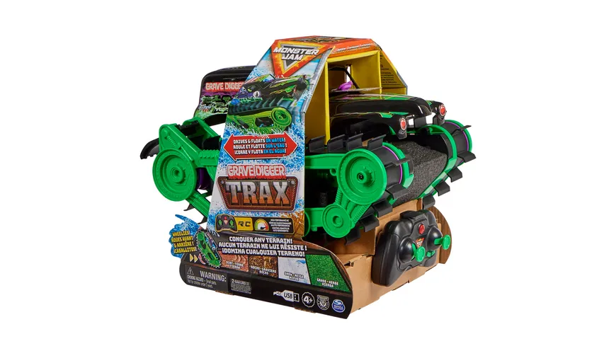 Monster Jam, Grave Digger Trax - ultrastarkes, ferngesteuertes Monster Jam Kettenfahrzeug im Maßstab 1:15