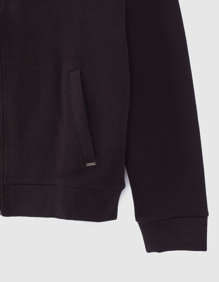 Cardigan noir nid d'abeille à capuche Homme