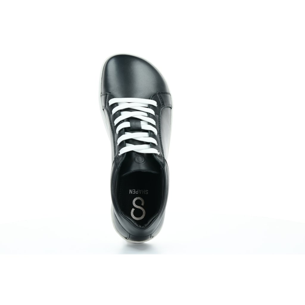 Shapen Feelin Uni Black-White Leather Barfuß-Halbschuhe