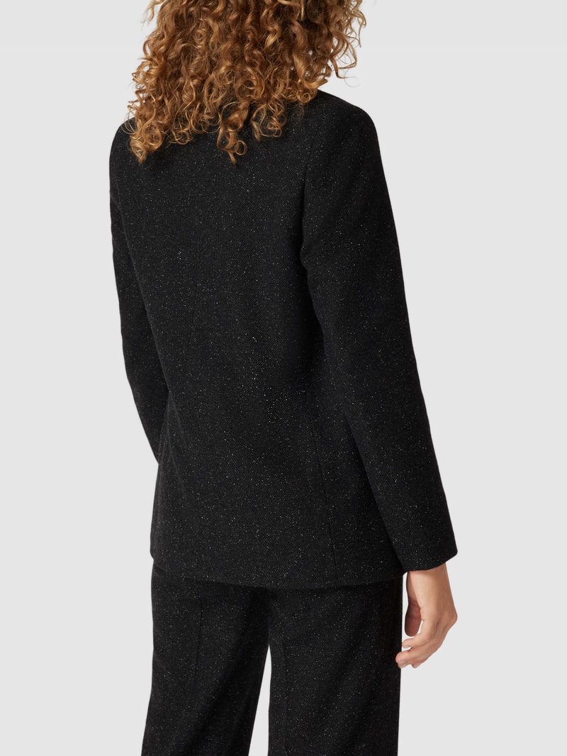 Blazer mit Woll-Seide-Anteil und Strukturmuster in schwarz