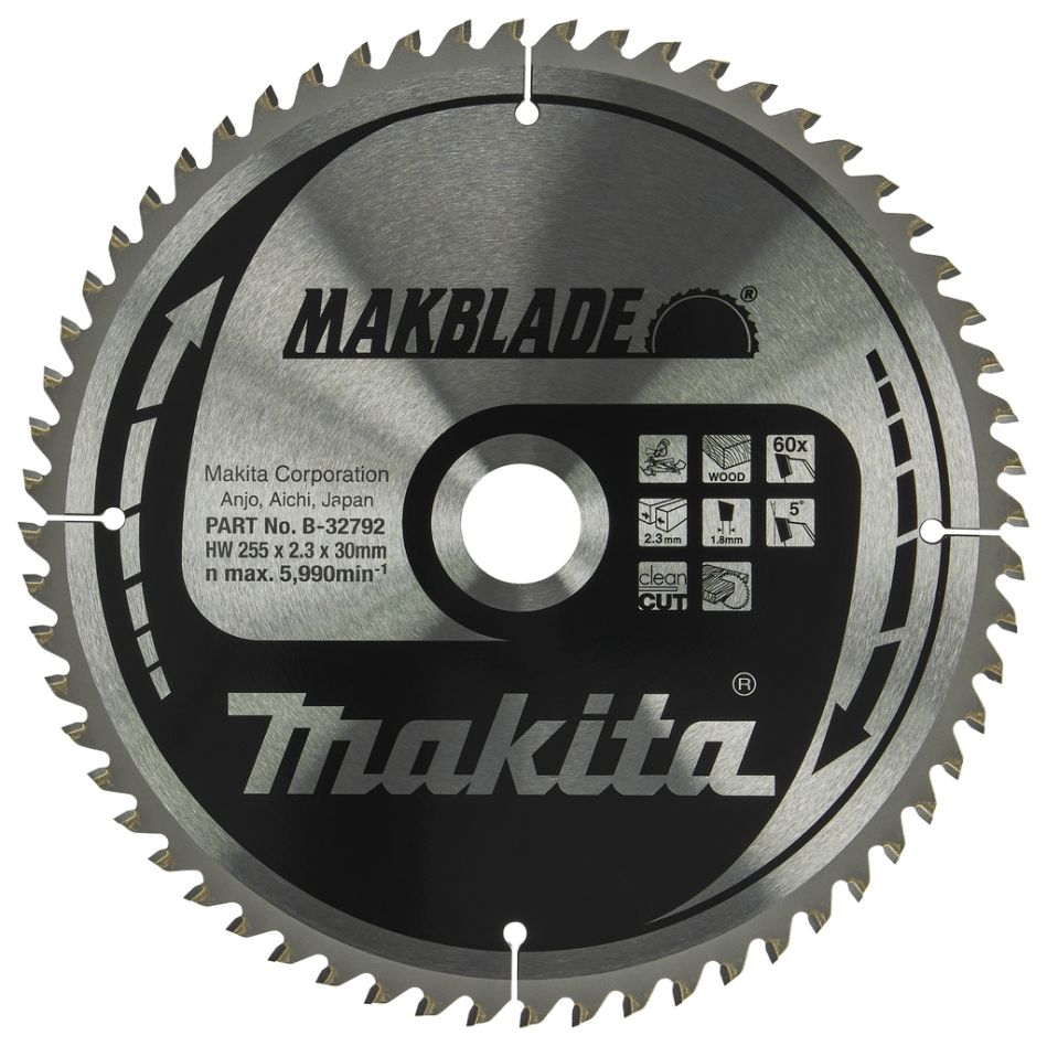 Makita-lisävarusteet B-32792 puun jiirisahan terä Makblade 255x30x2.3 60T 5G