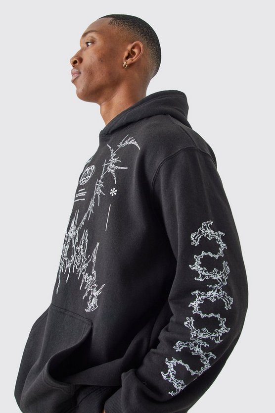 Oversize Hoodie mit Ärmel-Print