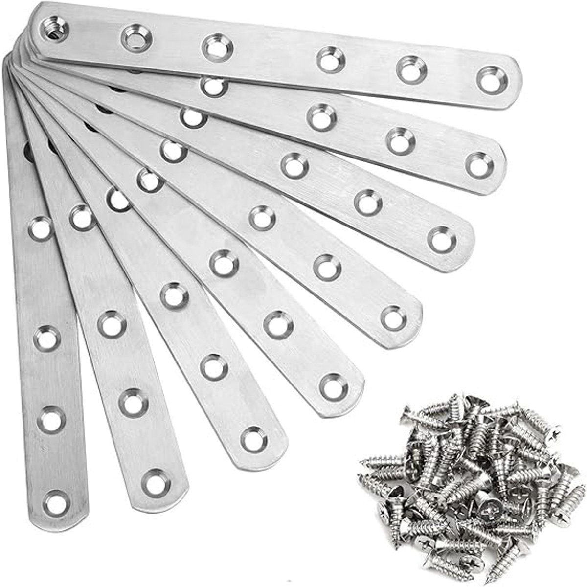 götäzer Winkelverbinder Flachsteckverbinder 8er-Pack Robuste Flachsteckverbinder aus Edelstahl, (1-St), 160 x 20 mm Anschlussplatte Lochblech mit Schrauben