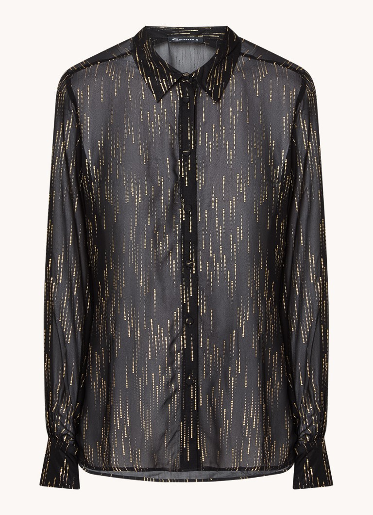 Expresso Semi-transparent bluse med lurex