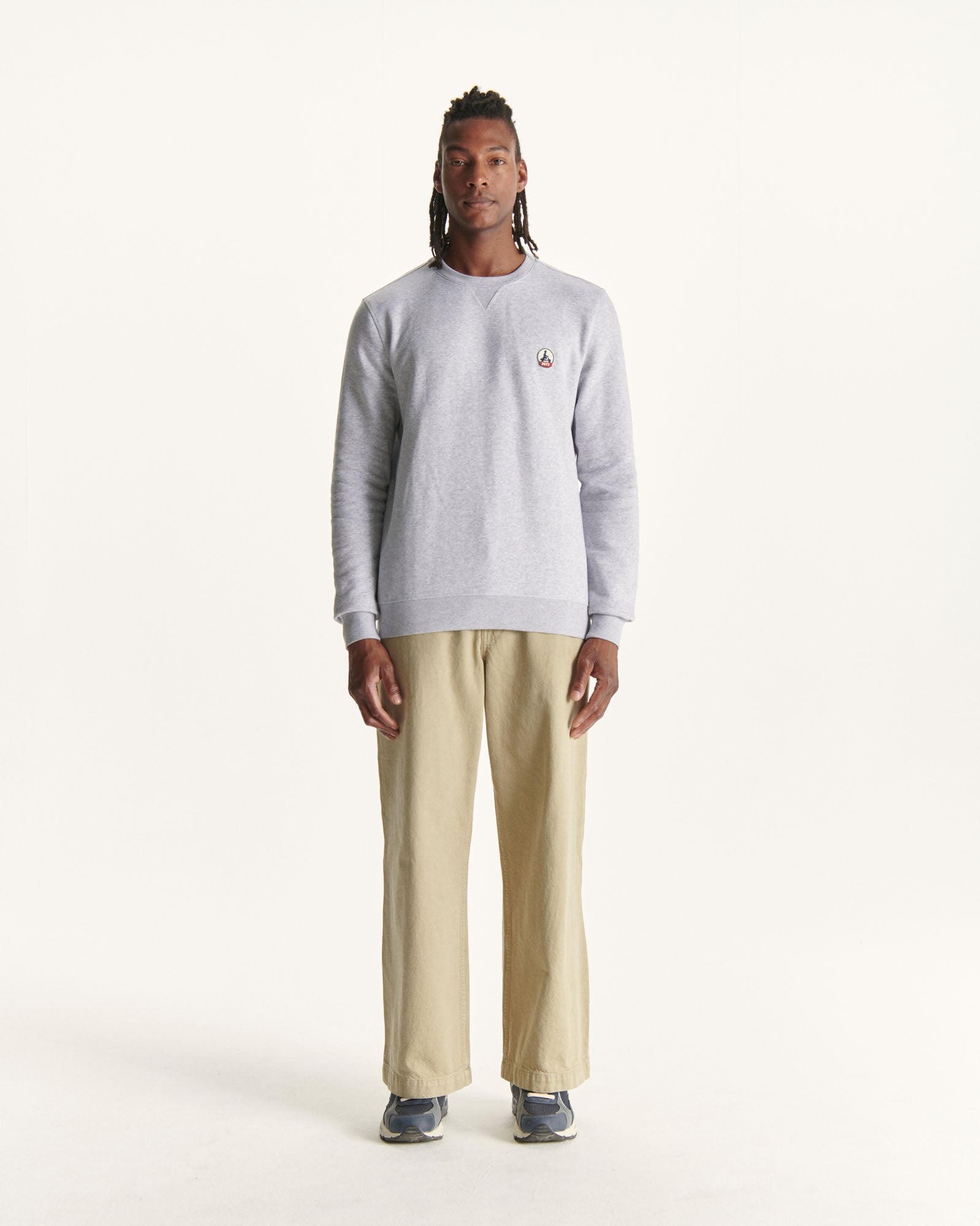 Sweat homme en coton biologique Gris chiné Braga