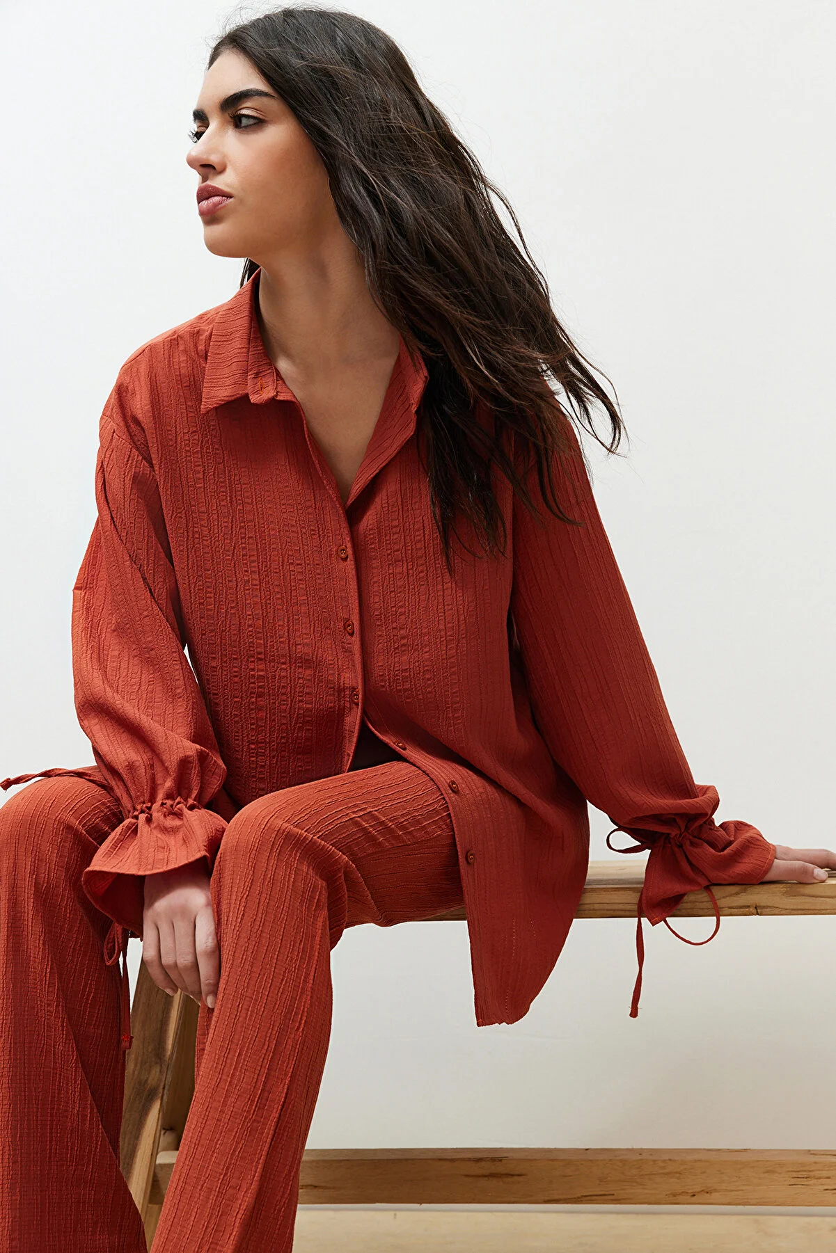 Trendyol Collection  Hemd - Bordeaux - Regular Fit