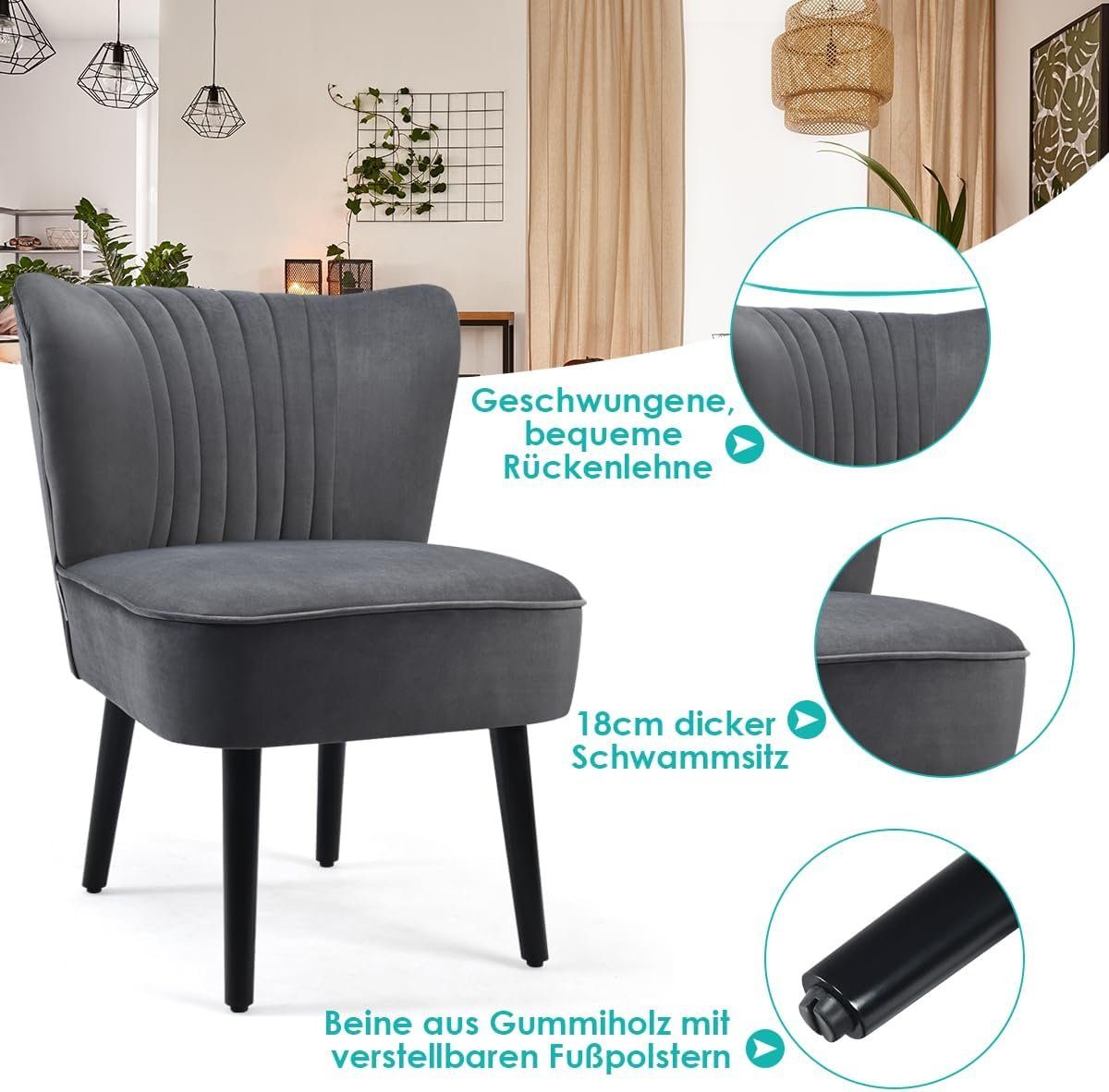 KOMFOTTEU Polsterstuhl Relaxsessel (2er Set), mit Gepolstertem Sitz & Hoher Rückenlehne