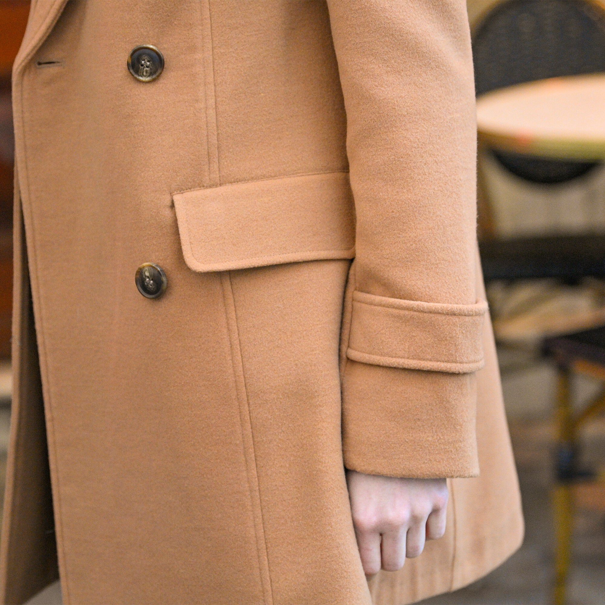 Manteau caban aspect drap de laine