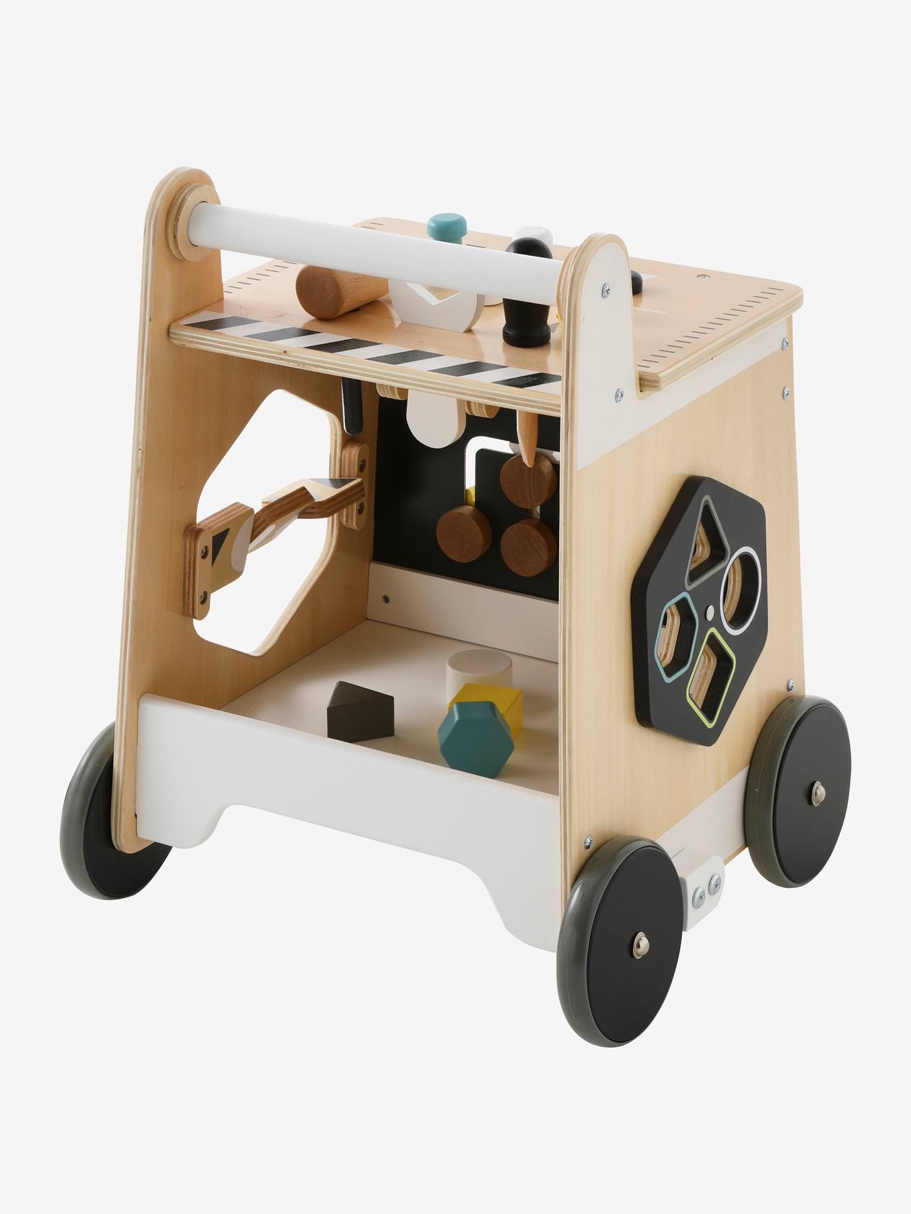 Vertbaudet Lauflernwagen mit Werkzeug, Holz FSC - natur/schwarz