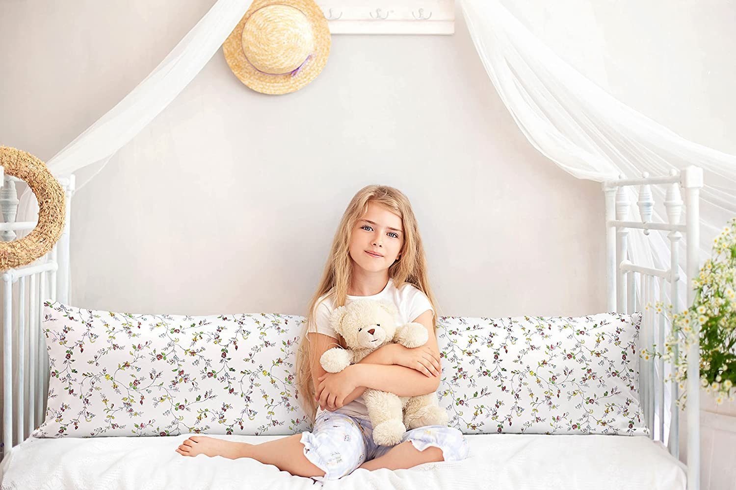 Amilian Seitenschläferkissen Lagerungskissen Bezug: ca. 150 x 40 cm (Made in EU), Bezug für Lagerungskissen; Komfortkissen; Pillow Cover; Ersatzbezug; abnehmbar und waschbar, Pregnancy Pillow, Kissenbezug aus 100% Baumwolle