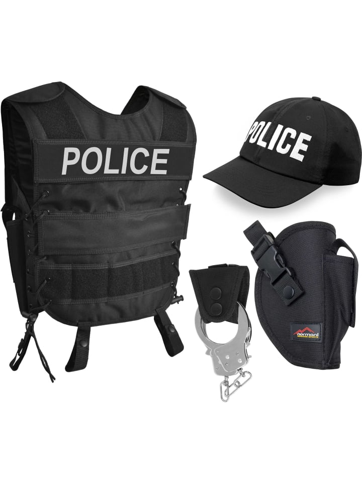 Normani Outdoor Sports Kostüm inkl. Weste mit Patch, Cap, Pistolenholster, Handschellen in POLICE günstig kaufen
