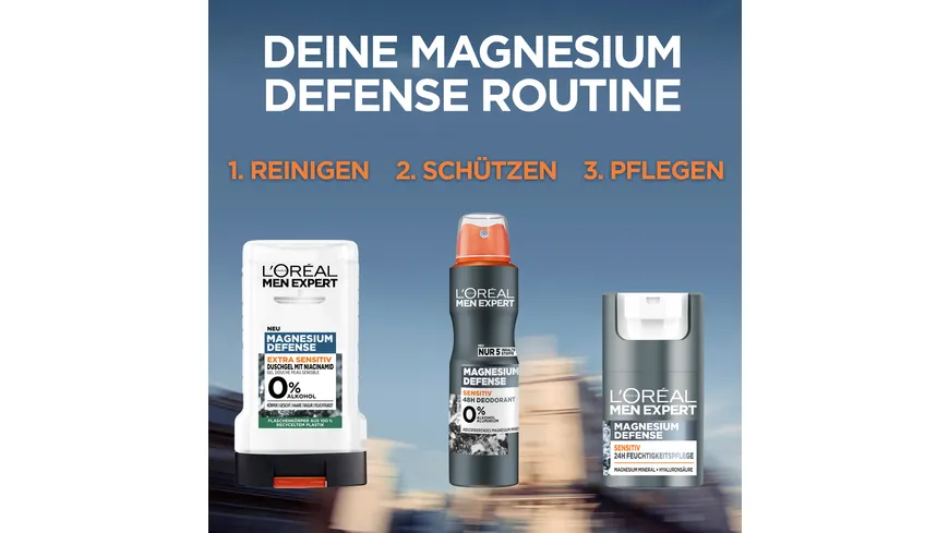 L'Oréal Men Expert Shower Magnesium -Duschgel für alle Hauttypen - spendet Feuchtigkeit und reinigt sanft 250 ml