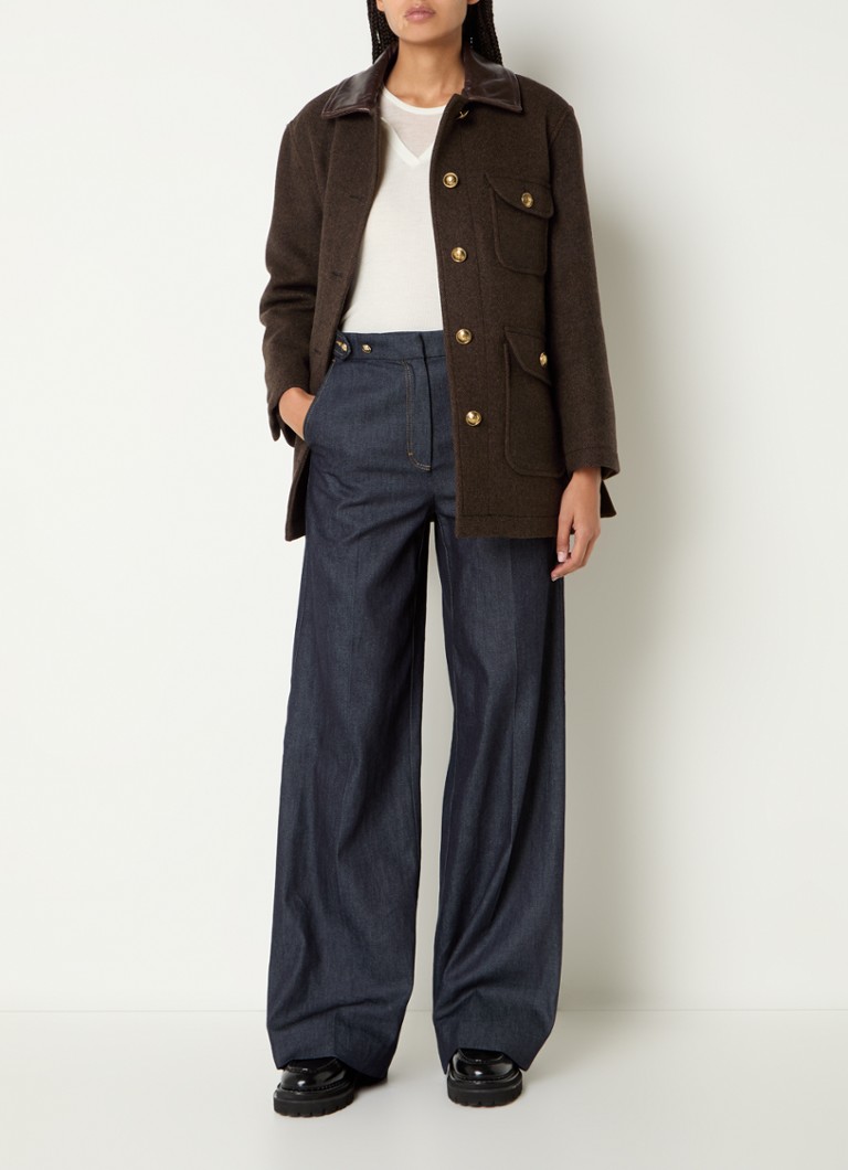 Sandro jacket in wool blend with patch pockets