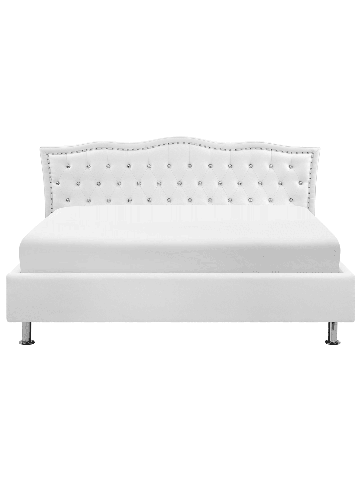 Beliani Doppelbett METZ in Weiß/Silber - (W) 212 x (H) 103 x (L) 215 cm günstig kaufen onesize