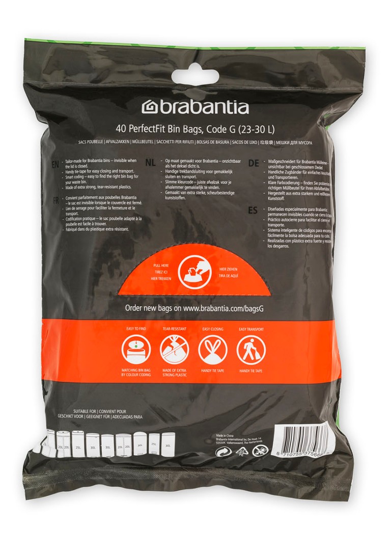 Sacchi per rifiuti Brabantia Perfect Fit, codice G, 23-30 L, confezione da 40