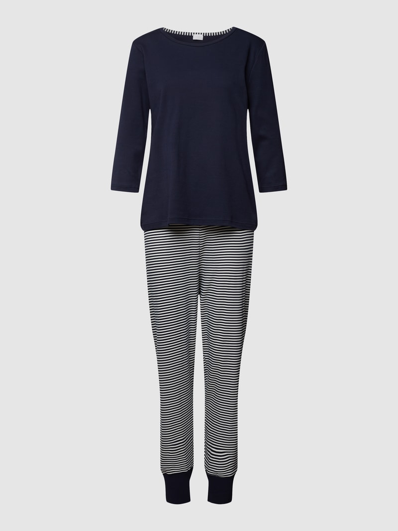 Pyjama in Streifenmuster Modell 'Paula' in marineblau
